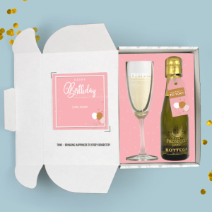 Inhoud Brievenbuspakketje Verjaardag Pink Birthday Pakket Prosecco Bottega