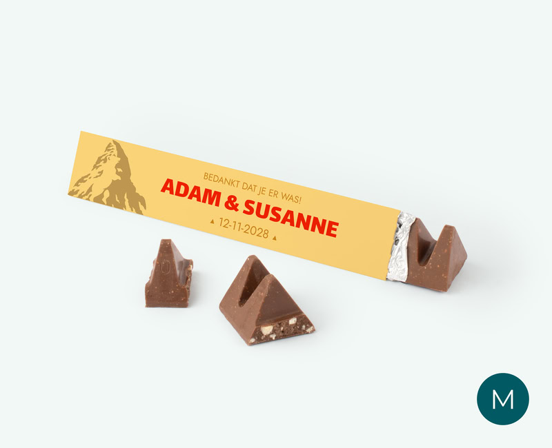 medium gepersonaliseerd Toblerone doosje trouwbedankje