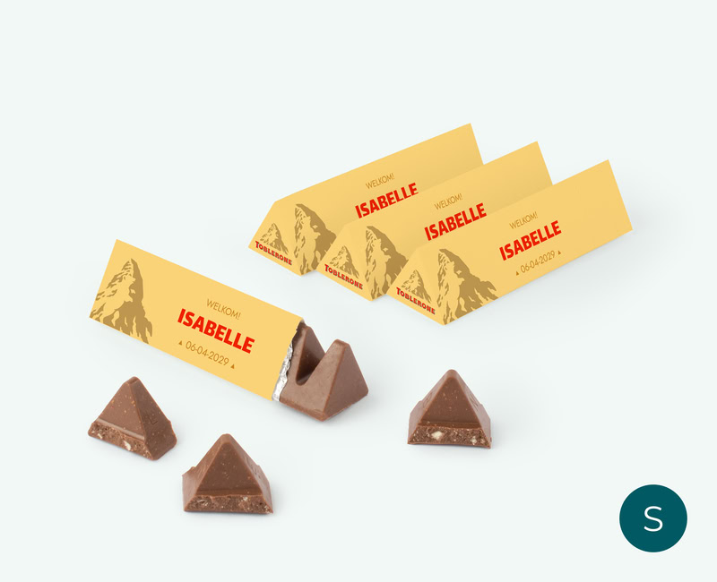 klein gepersonaliseerd Toblerone doosje bedankjes geboorte