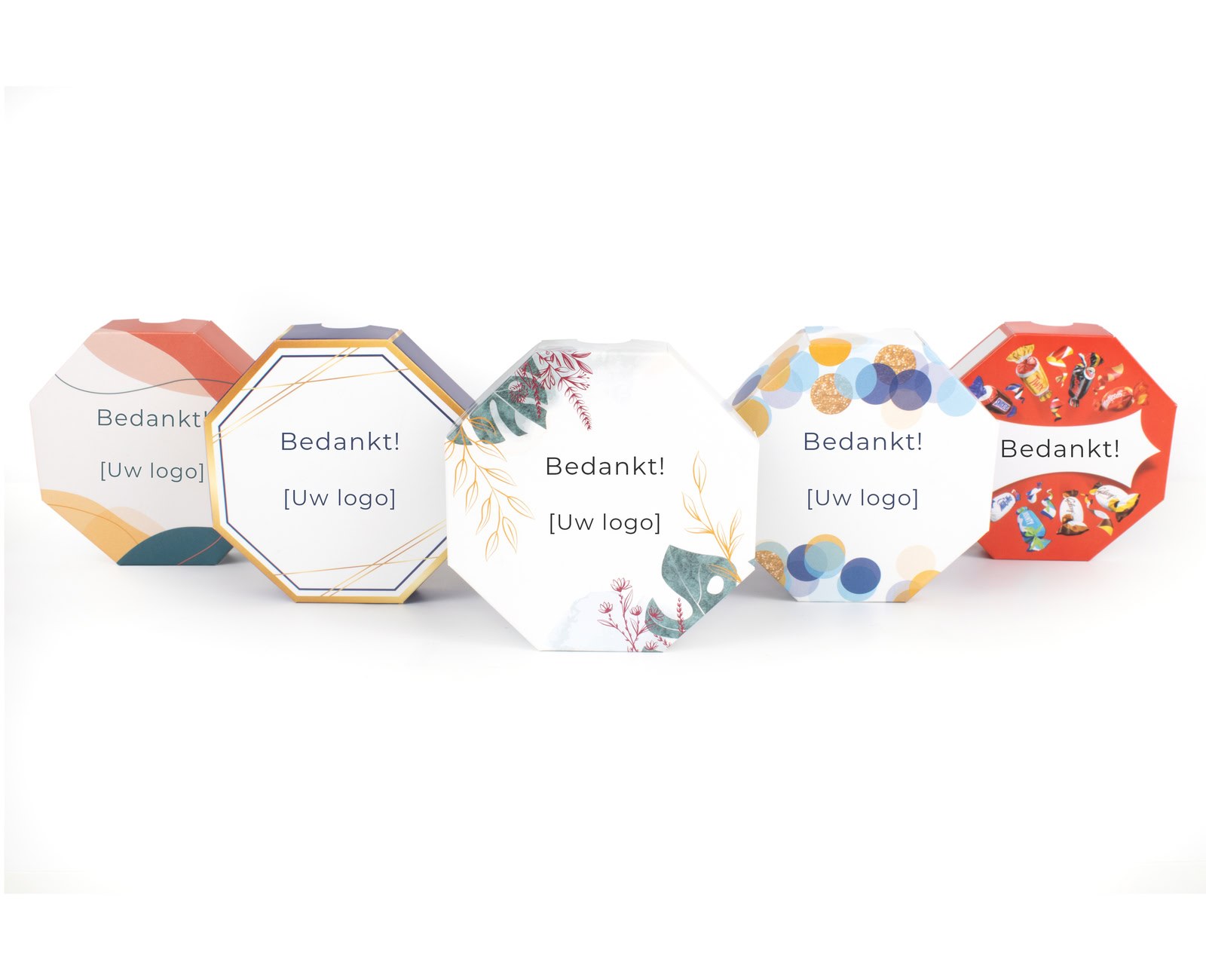 five medium personalised celebrations boxes business giveaways