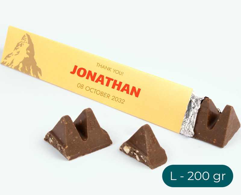 Large personalised Toblerone box birth present