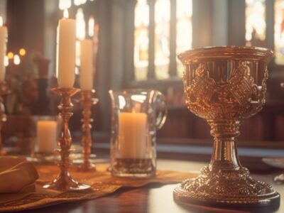 Originele communie bedankjes met een tafel en luxe beker