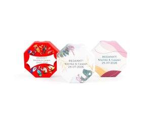 three small personalised Celebrations boxes Valentine's Day thank you gifts