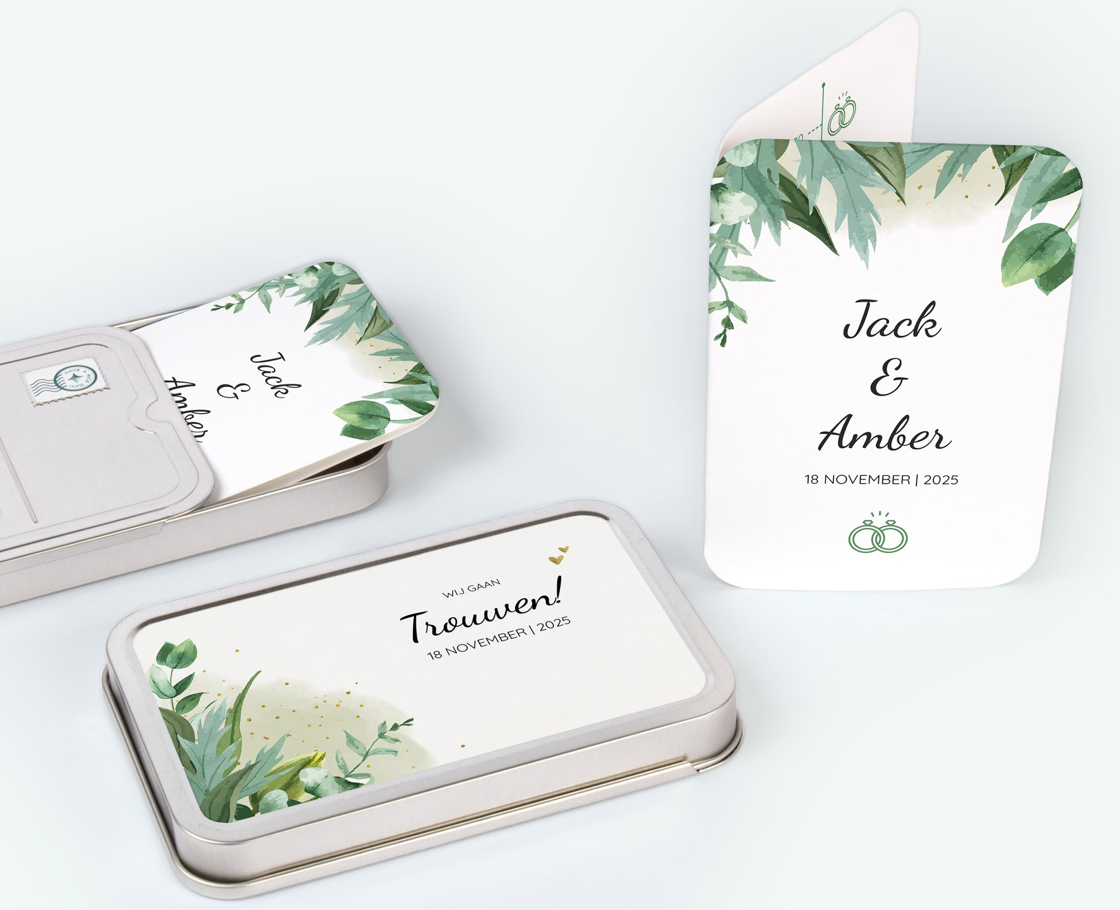 Originele Trouwkaarten in blik met een persoonlijke touch