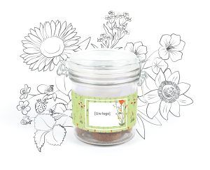 Weck jar green medium with flower seeds personalised thank you Easter