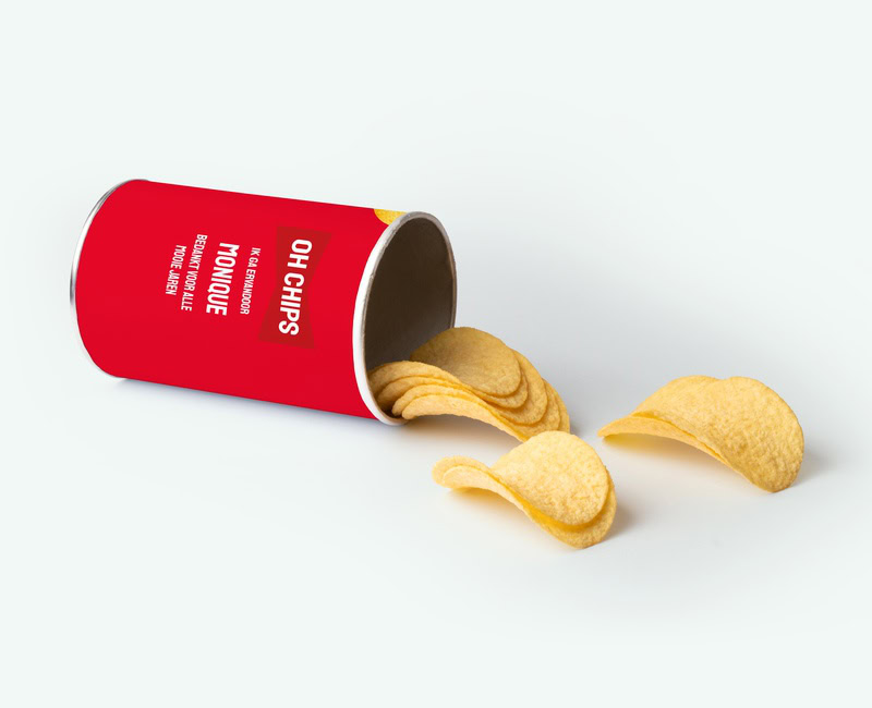 Medium Pringles with personalised wrapper as a casual thank-you gift