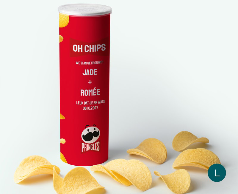 large personalised Pringles as a wedding gift