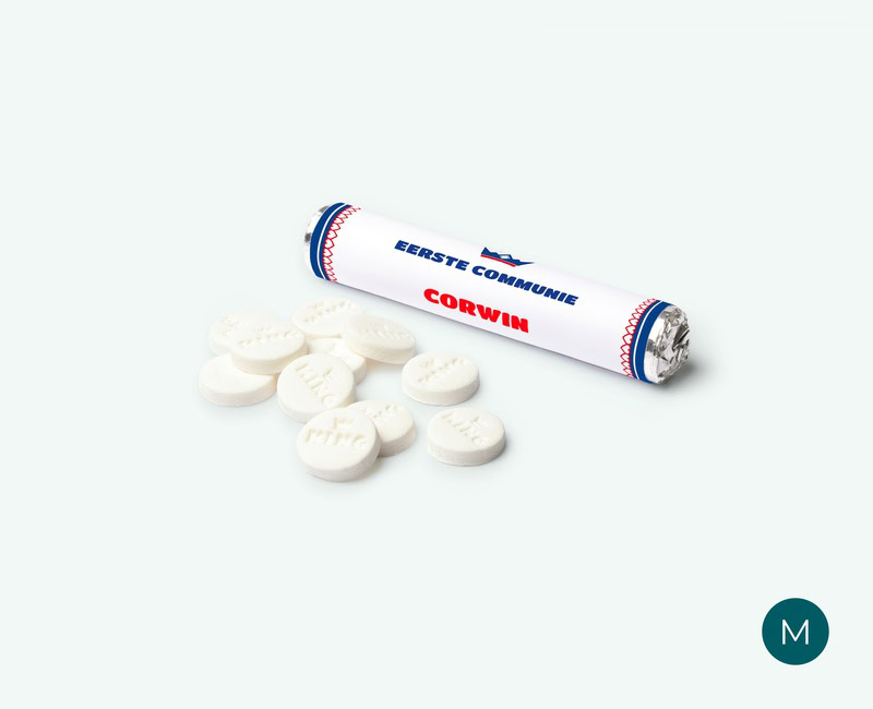 mint to be king pepermuntrol met gepersonaliseerd etiket voor een communie