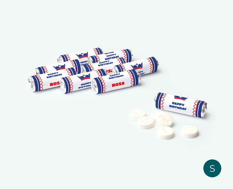 mini mint to be king peppermint roll with personalised label for just any thank-you gift