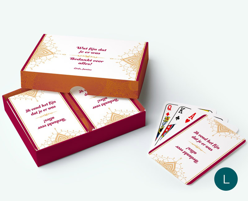 bedrukte speelkaarten met gepersonaliseerd doosje voor zomaar een luxe cadeau