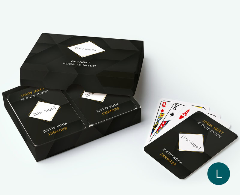 bedrukte speelkaarten met gepersonaliseerd doosje voor een huwelijk