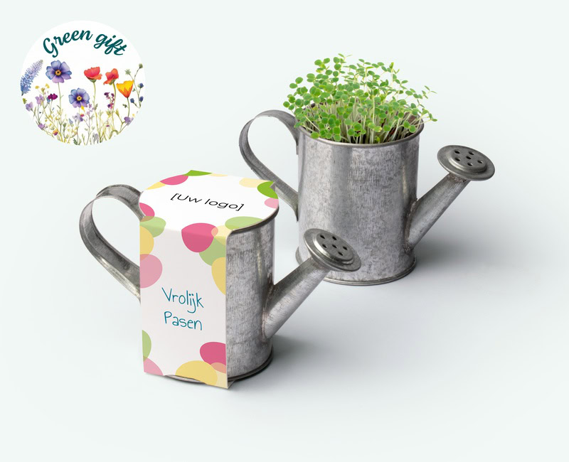 Mini watering can with custom print as a thank-you gift for Easter