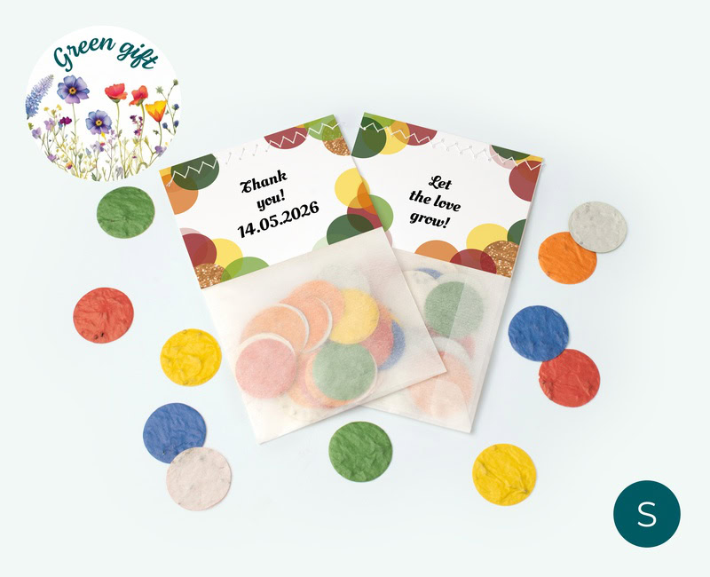 Flowerbags with growth confetti for casual giving