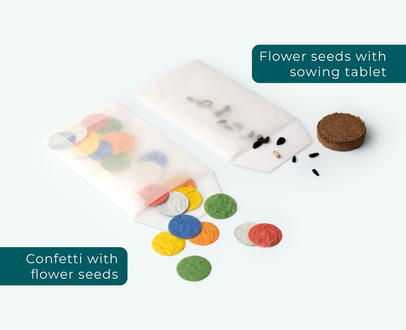 Flowerbags with growth confetti deployed as a sustainable thank-you gift