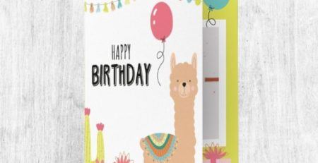 Wenskaart met happy birthday op de voorkant