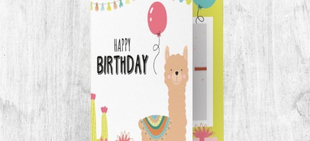 Wenskaart met happy birthday op de voorkant