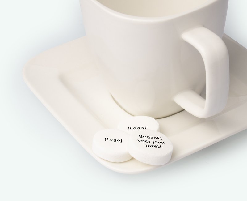 Printed peppermint pictured on a saucer deployed as a business thank-you gift