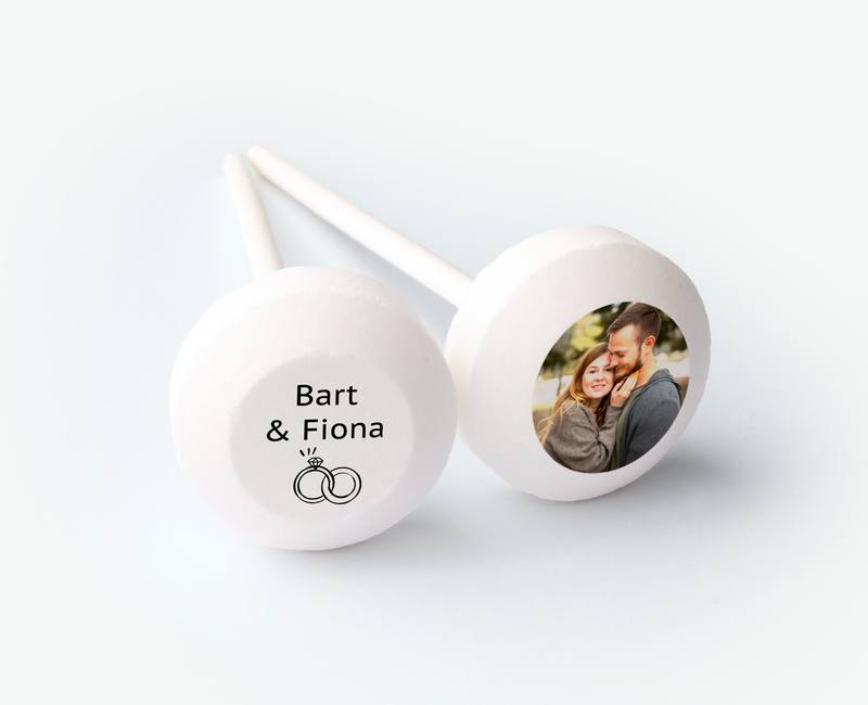 Printed lollipop with your own design used as wedding thank you