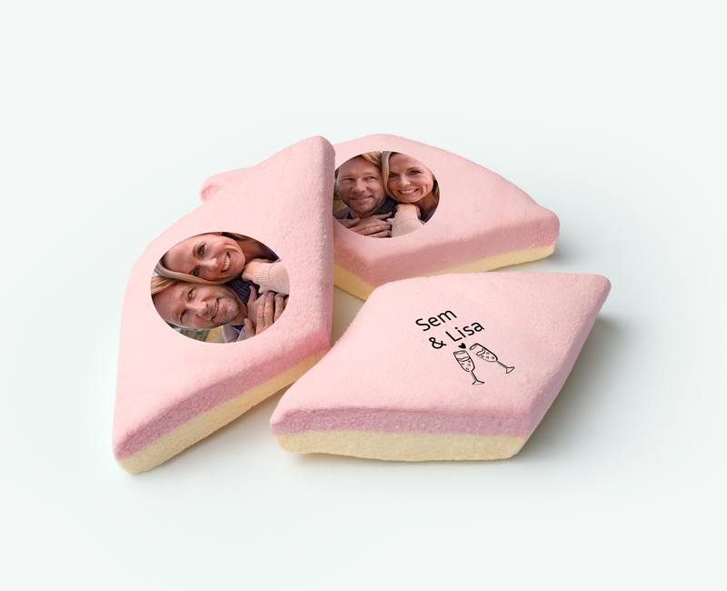 Bacon with printed photo used as wedding thank you