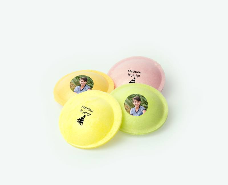 Printed UFOs with a photo and text as a birthday thank-you gift