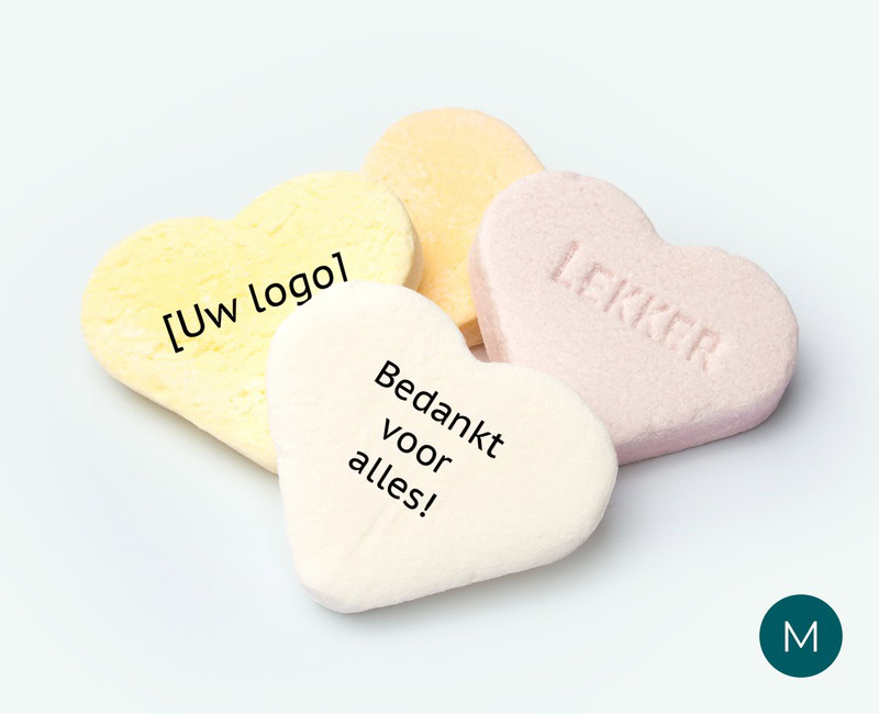 Printed fruit hearts with logo as a thank-you gift for corporate clients