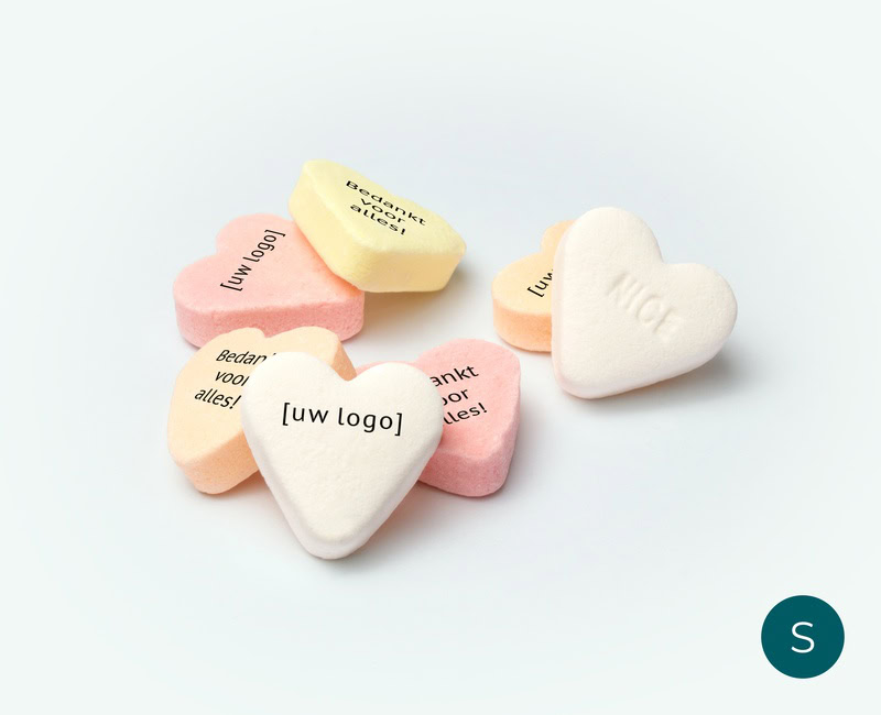 Printed fruit hearts with logo as a business thank-you gift
