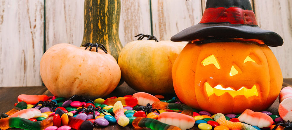 Blogafbeelding voor halloween in de vorm van pompoenen