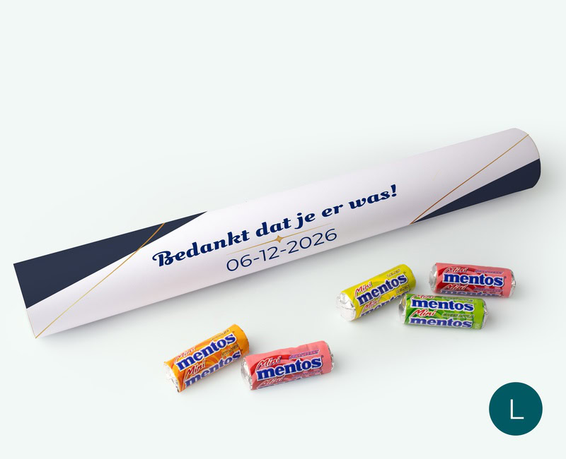 Mega mentos bedankje met naam en eigen ontwerp