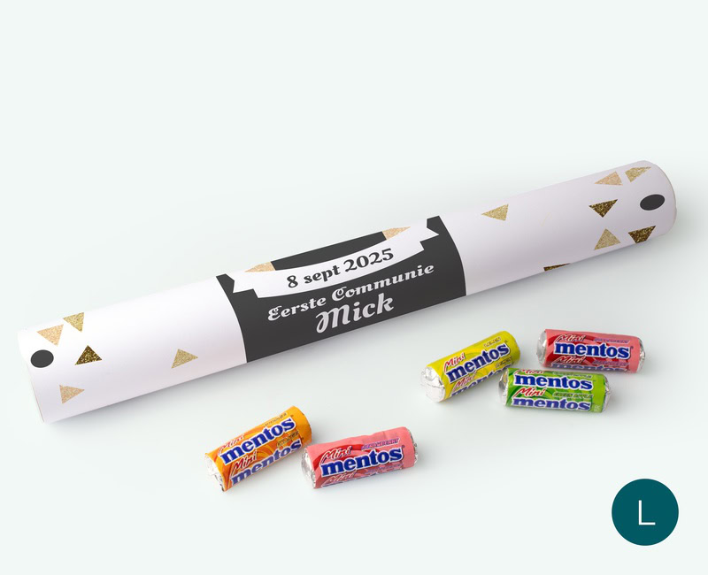 Mega mentos met eigen ontwerp ingezet als communiebedankje