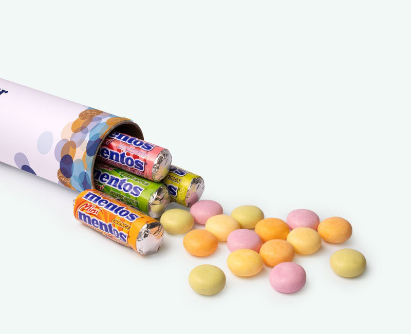 Mega mentos met logo ingezet als relatiegeschenk