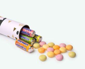 Mega mentos met naam als bedankje voor een communiefeest