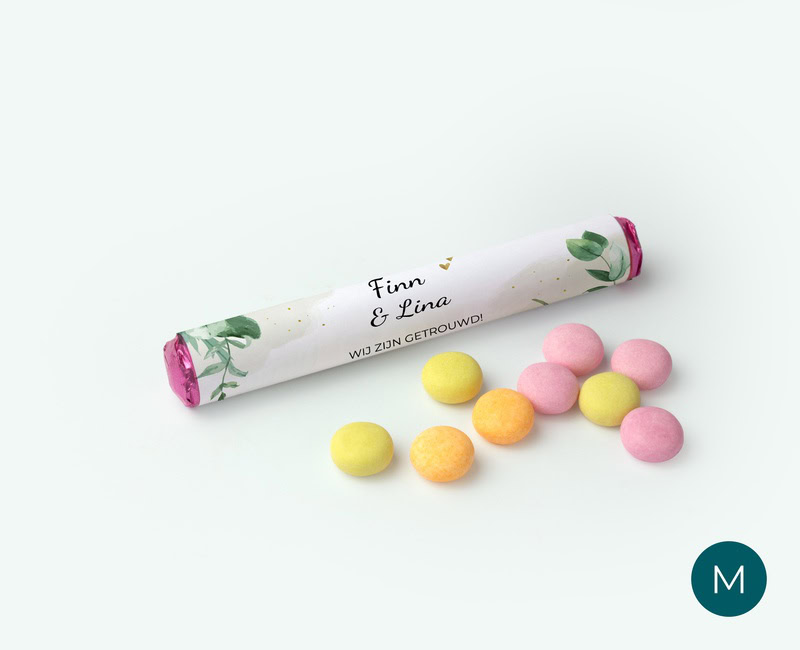 mentos met naam als bruiloft bedankje voor de gasten