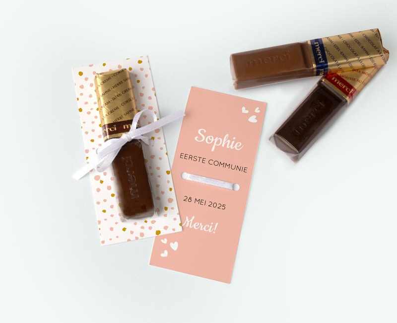 Merci with own design used as communion thank you