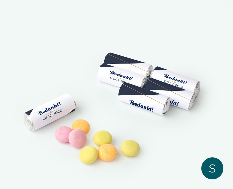 Mini mentos thank yous with name and candies