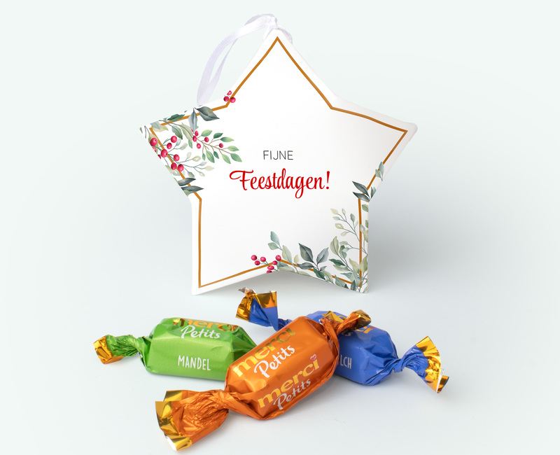 Star box with chocolate and your own design as a corporate gift