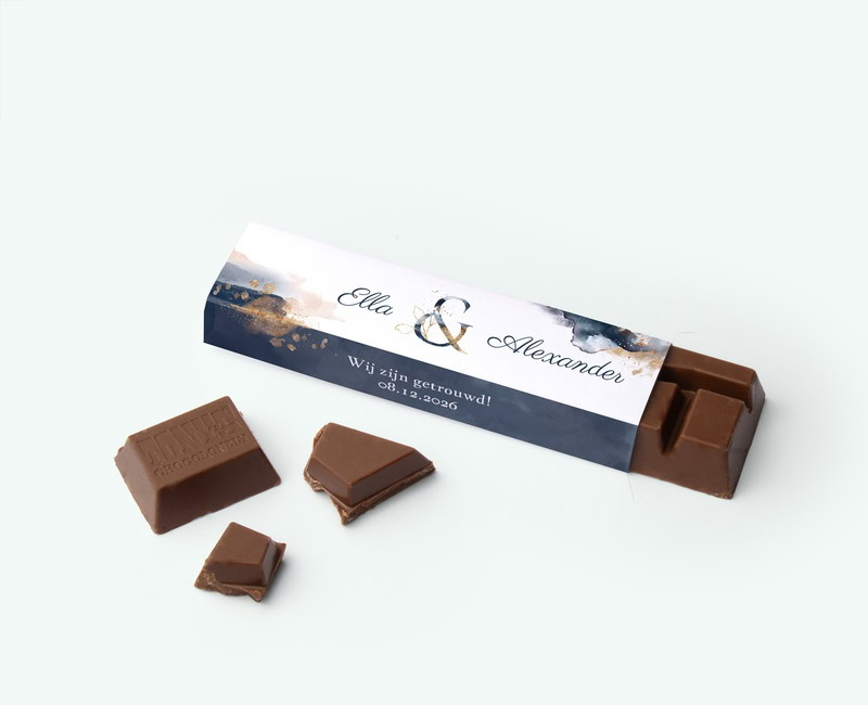 Small printed tony chocolonely bar used as wedding thank-you gift