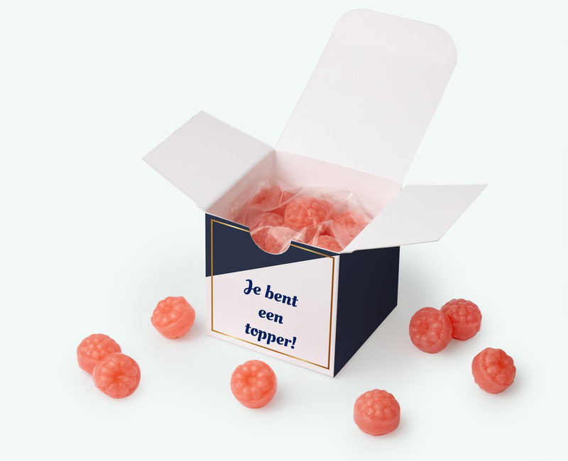 Candy box with your own design used as a business thank-you gift