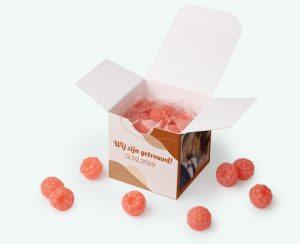 Printed candy box used as wedding thank yous