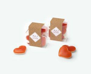 Small candy square thank you inserts as wedding thank yous