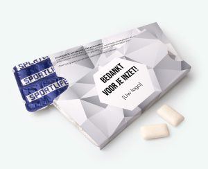 Printed chewing gum with text for business customers