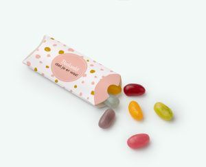 Pillowbox communion thanks with your own design and filled with sweets