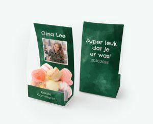 Bedrukt snoepzakje als bedankje voor een communie