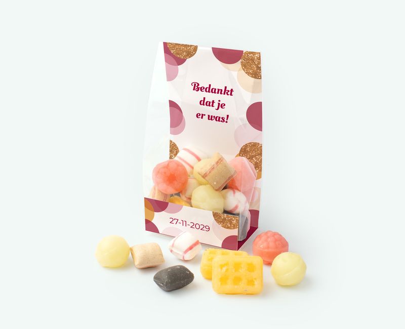 Personalised printed candy bag deployed as a thank-you gift