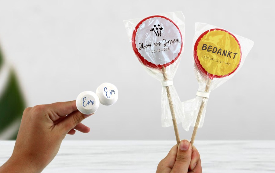 Blogafbeelding over snoepgeschenken in de vorm van lolly's.