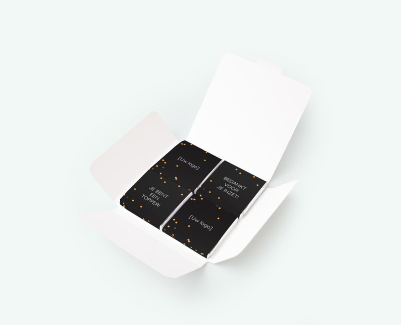 Open chocolate box with logo as a thank-you gift for business associates