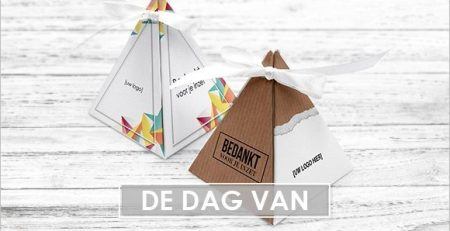 Bedankje in de vorm van een piramide gevuld met snoep