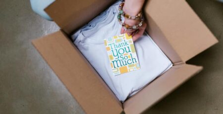 thanking customers with a thank-you card in the box