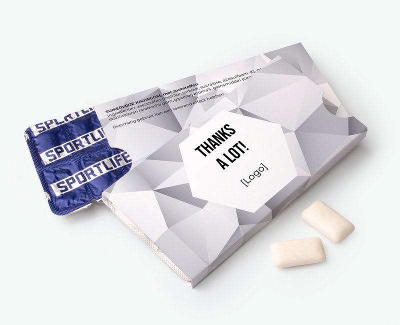 Printed chewing gum with text for business customers