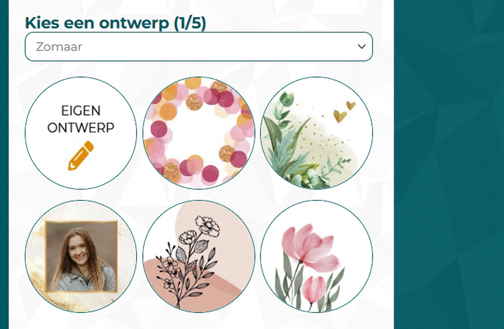 Selecteer een ontwerp uit de beschikbare opties.